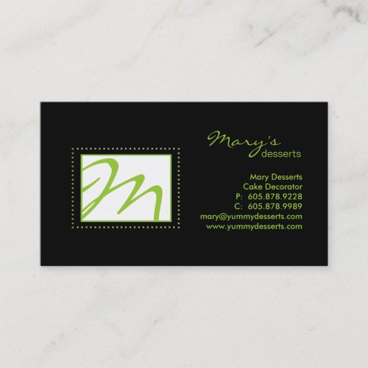 Professional Monogram Visitekaartje Groen zwart (Voorkant)