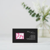 Professional Monogram Visitekaartje zwart roze (Staand voorkant)