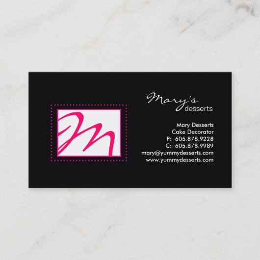 Professional Monogram Visitekaartje zwart roze (Voorkant)