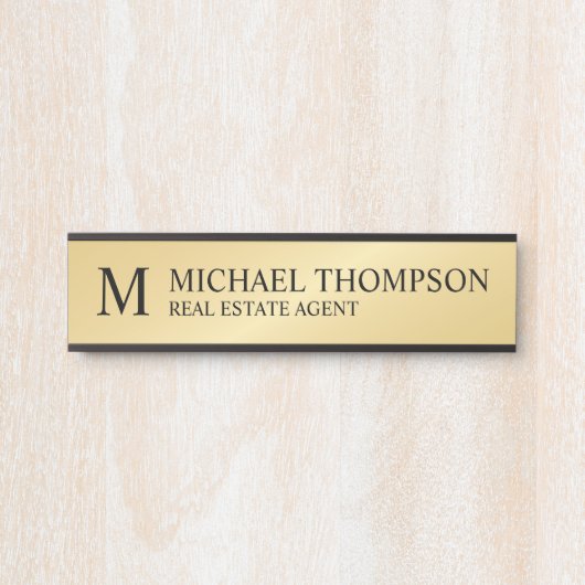 Professional Monogram zwart en goud Deurbordje (Voorkant)