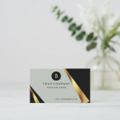 Professional Monogram - zwart en goud Visitekaartje (Staand voorkant)