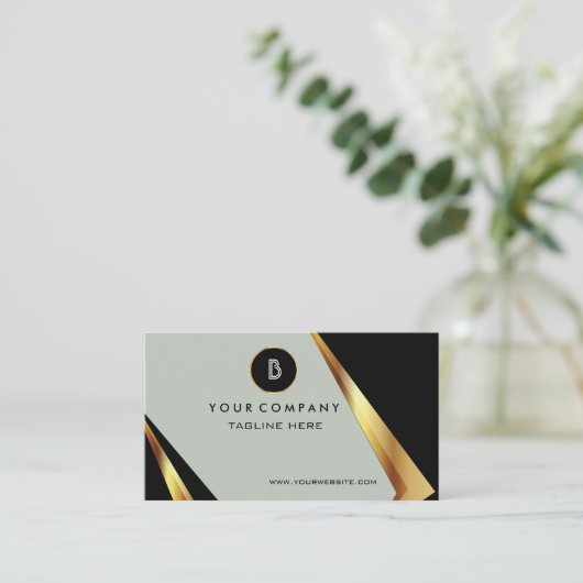 Professional Monogram - zwart en goud Visitekaartje (Staand voorkant)