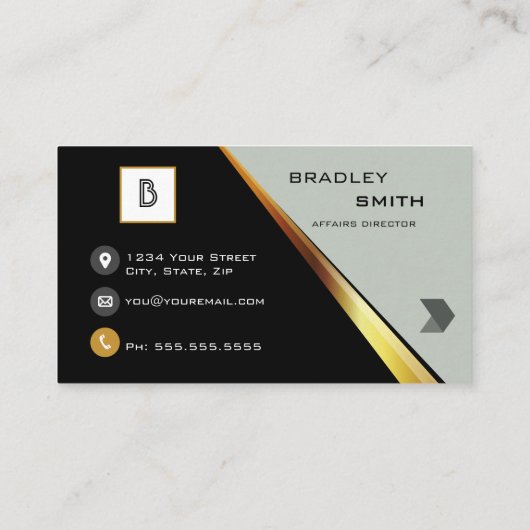 Professional Monogram - zwart en goud Visitekaartje (Achterkant)