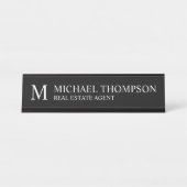 Professional Monogram zwart-wit Bureau Naambordje (Voorkant)