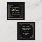 Professional Monogram  zwarte legant Vierkante Visitekaartje (Voorkant / Achterkant)