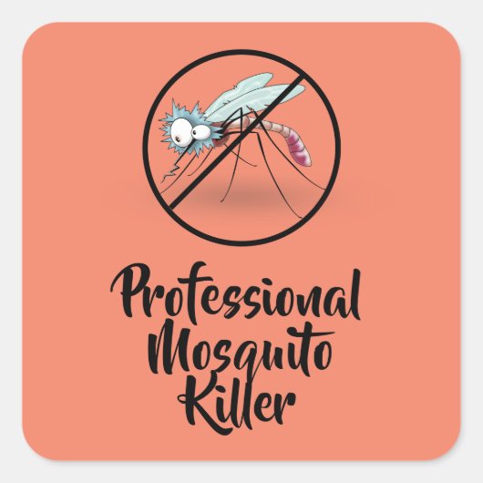 Professional Mosquito Killer Funny Vierkante Sticker (Voorkant)