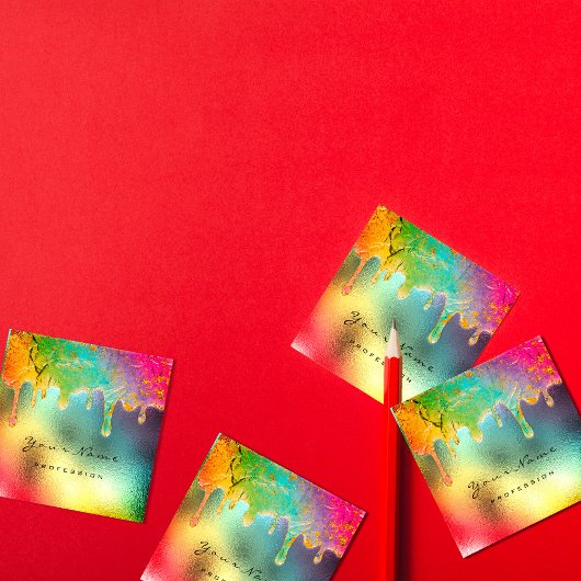 Professional Nail Makeup Holographic Drip Mermaid Vierkante Visitekaartje