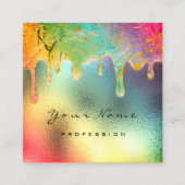 Professional Nail Makeup Holographic Drip Mermaid Vierkante Visitekaartje (Voorkant)