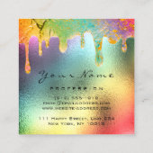 Professional Nail Makeup Holographic Drip Mermaid Vierkante Visitekaartje (Achterkant)