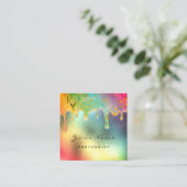 Professional Nail Makeup Holographic Drip Mermaid Vierkante Visitekaartje (Staand voorkant)