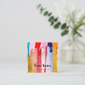Professional Nais Makeup Gold Glitter Logo Drip Vierkante Visitekaartje (Staand voorkant)