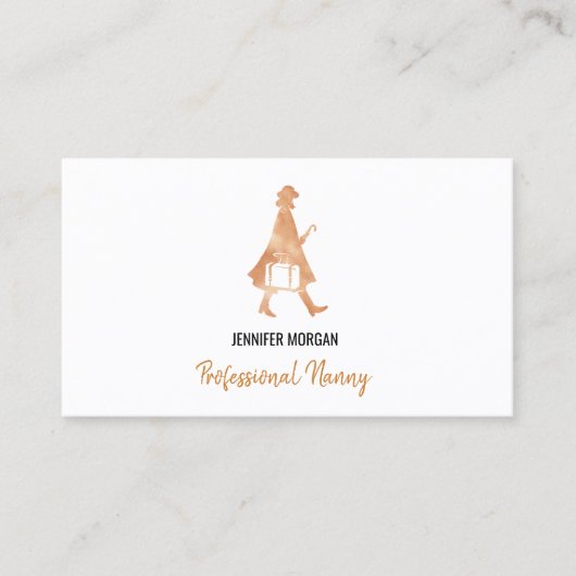 Professional Nanny Roos Gold Silhouette Babysitter Visitekaartje (Voorkant)