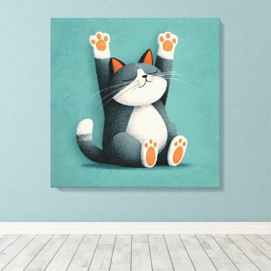 Professional Nap Taker Funny Sleeping Cat Canvas Afdruk (Insitu (Houten vloer))