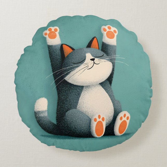 Professional Nap Taker Funny Sleeping Cat Rond Kussen (Voorkant)