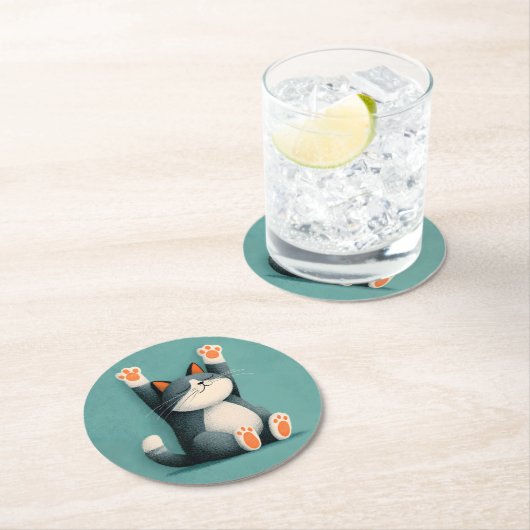 Professional Nap Taker Funny Sleeping Cat Ronde Kartonnen Onderzetter (Insitu)