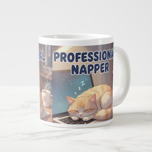 Professional Napper Funny Cat Mug | Cozy Lazy Morn Grote Koffiekop (Voorkant rechts)