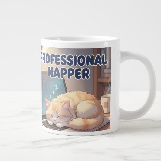 Professional Napper Funny Cat Mug | Cozy Lazy Morn Grote Koffiekop (Rechts)