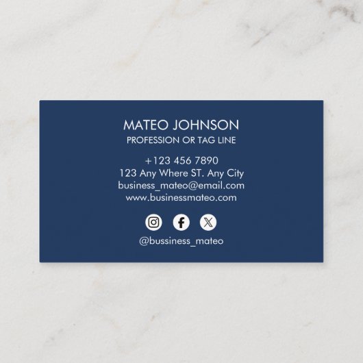 Professional Navi Blue Add your Logo Visitekaartje (Achterkant)