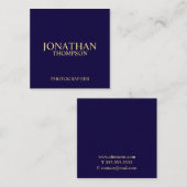 Professional Navy Blue en Gold Vierkante Visitekaartje (Voorkant / Achterkant)