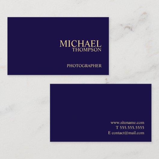 Professional Navy Blue en Gold Visitekaartje (Voorkant / Achterkant)