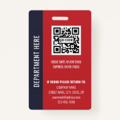 Professional Navy Blue Red Custom Employee ID Badge (Achterkant)