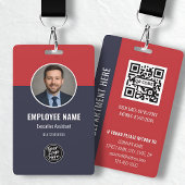 Professional Navy Blue Red Custom Employee ID Badge