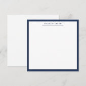 Professional Navy Blue Simple Line Modern Elegant Notitiekaartje (Voorkant / Achterkant)
