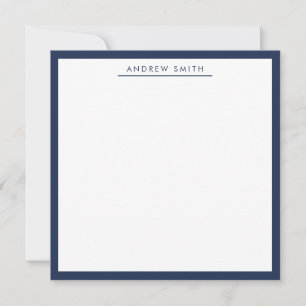 Professional Navy Blue Simple Line Modern Elegant Notitiekaartje