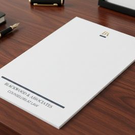 Professional Navy Gold Monogram Legal Desk Pad Notitieblok