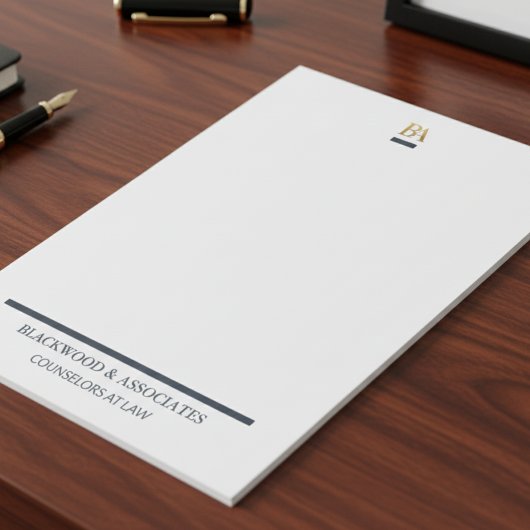 Professional Navy Gold Monogram Legal Desk Pad Notitieblok