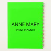 Professional Neon Green Elegant Colorful Bright Planner (Achterkant)