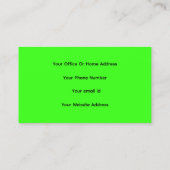 Professional Neon Green Elegant Colorful Bright Visitekaartje (Achterkant)