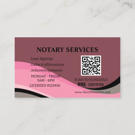 Professional Notary Public Business Card Template  Visitekaartje (Achterkant)