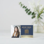 Professional Notary Public Navy Blue Gold Photo Visitekaartje (Staand voorkant)