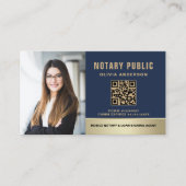 Professional Notary Public Navy Blue Gold Photo Visitekaartje (Voorkant)