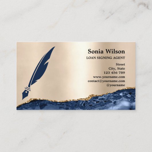 Professional Notional Loan Signing Agent Black Gol Visitekaartje (Achterkant)