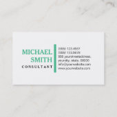 Professional Ocean Green Modern Plain White Visitekaartje (Achterkant)