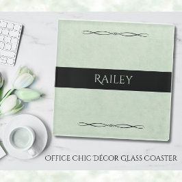 Professional Office Desk Sage Green Monogram Glazen Onderzetter