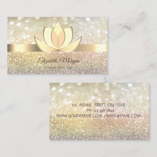 Professional Ombre Bokeh Gold, Lotus Yoga Visitekaartje (Voorkant / Achterkant)