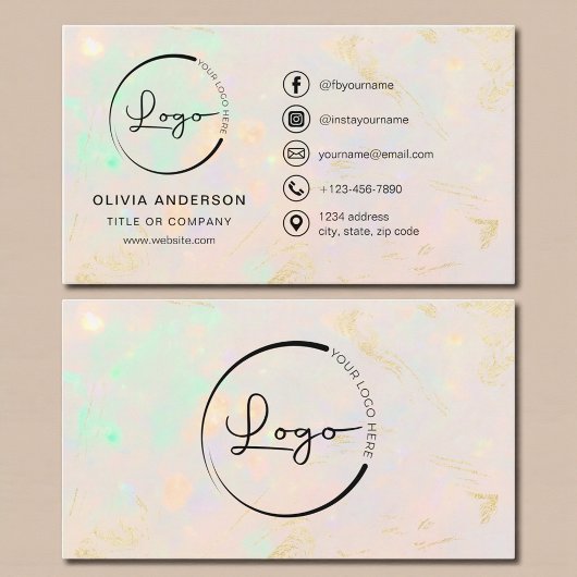 Professional Opal Business Logo Social Media Visitekaartje