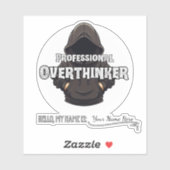 Professional Overthinker Funny Custom Name  Sticker (Vel)