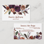Professional Paars Floral Haarstylist Makeup Visitekaartje (Voorkant / Achterkant)