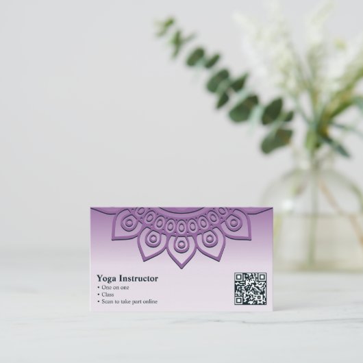 Professional Paars Mandala Yoga Visitekaartje Klantenkaartje (Staand voorkant)