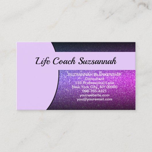 Professional Paars Ombre Glitter - Aangepast Visitekaartje (Voorkant)