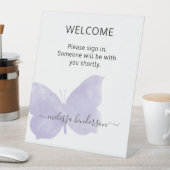 Professional Paarse Butterfly WelkomstKantoor Reclamebord Met Voetstuk (Insitu)