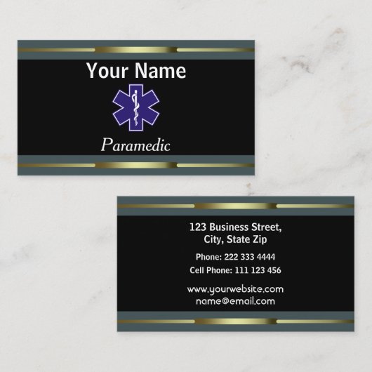 Professional Paramedic Gold en zwart Visitekaartje (Voorkant / Achterkant)