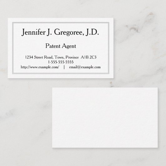 Professional Patent Agent Visitekaartje (Voorkant / Achterkant)