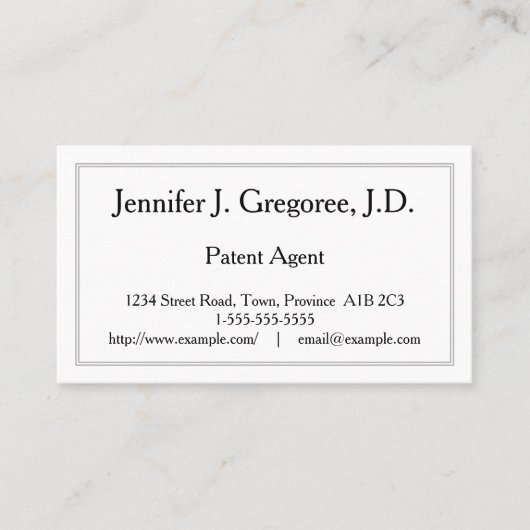 Professional Patent Agent Visitekaartje (Voorkant)