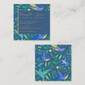 Professional Periwinkle Hummingbird Floral Square Vierkante Visitekaartje (Voorkant / Achterkant)