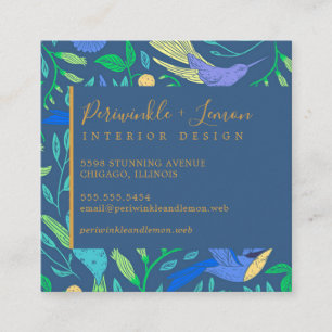 Professional Periwinkle Hummingbird Floral Square Vierkante Visitekaartje